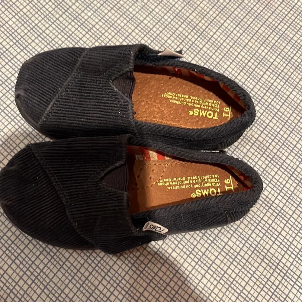 Toms Tiny Alpargata Navy Blue Corduroy Baby Toddler Shoes Size T6